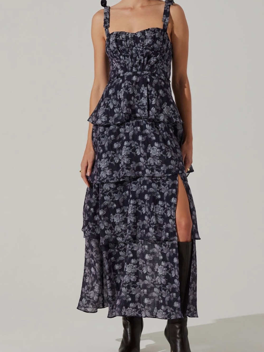 Astr Floral Tiered Maxi Dress